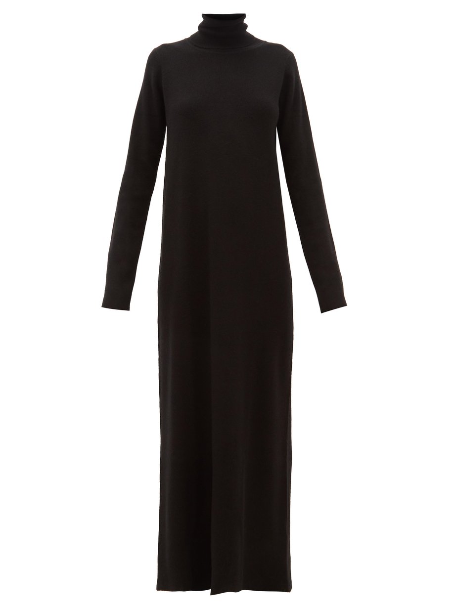 Black Roll-neck ribbed cashmere dress | Raey | MATCHESFASHION UK