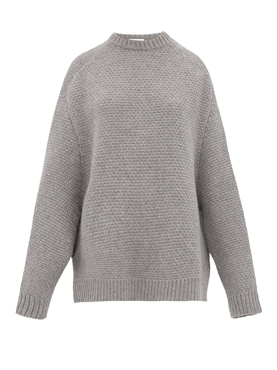 Grey Crew-neck basketweave wool sweater | Raey | MATCHESFASHION US
