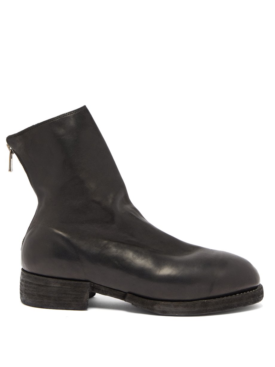 Black Back-zip leather ankle boots | Guidi | MATCHESFASHION US