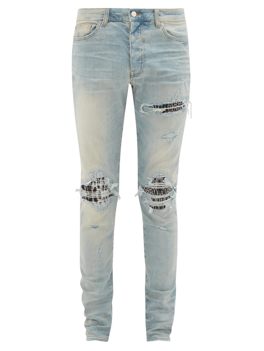 MX1 animal-insert distressed skinny-leg jeans Blue Amiri ...