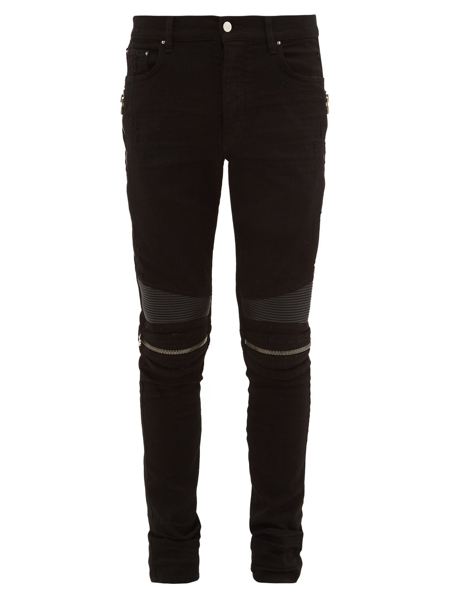 Black MX2 skinny-leg leather-panel jeans | Amiri | MATCHESFASHION US