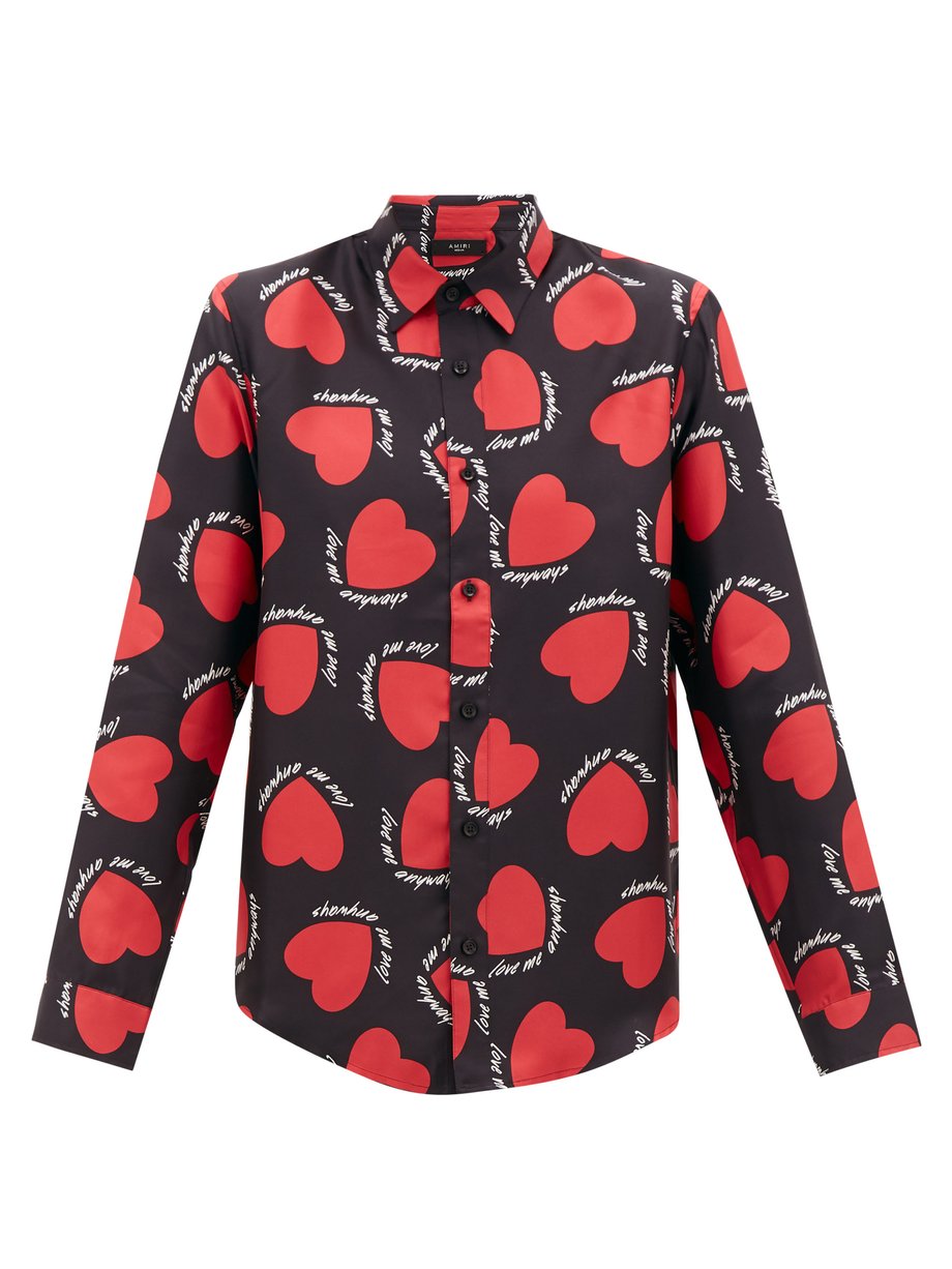 Black Hearts-print silk shirt | Amiri | MATCHESFASHION AU