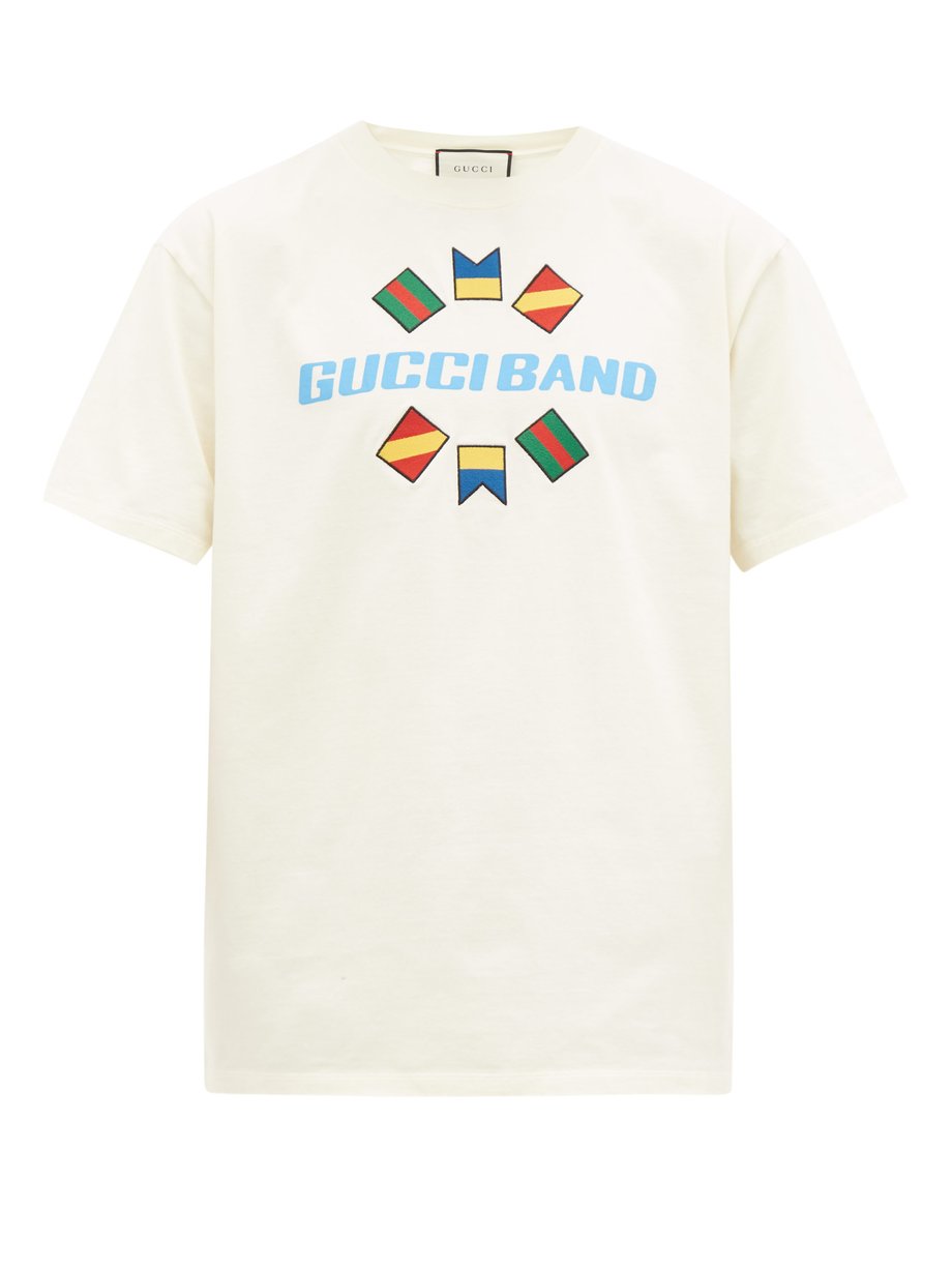 Logo-print flag-embroidered cotton T 