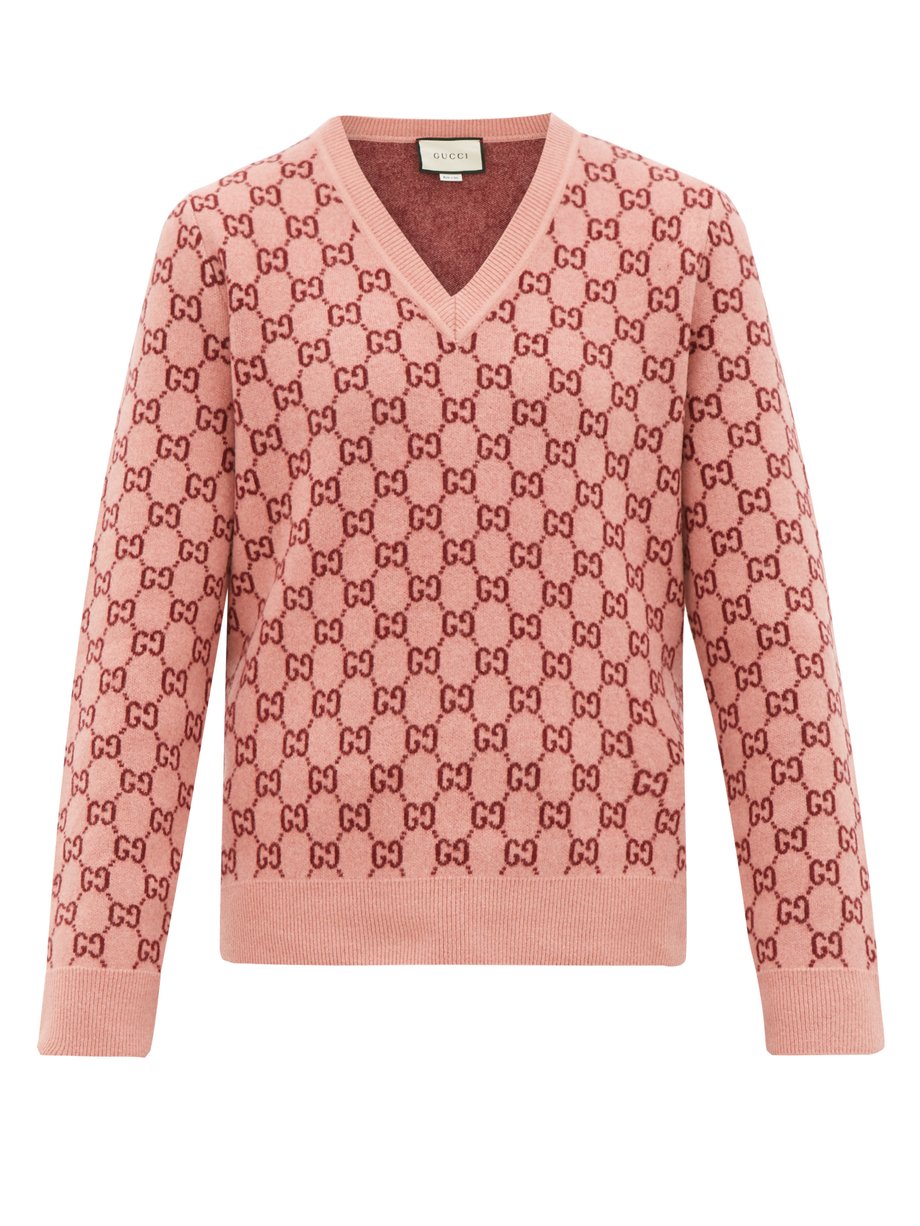 Pink GG monogram felted-wool blend V 