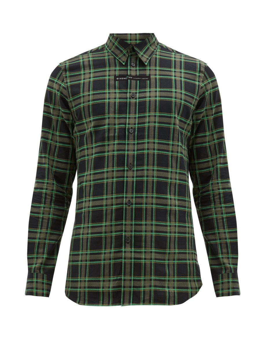 Logo-embroidered checked cotton-flannel 