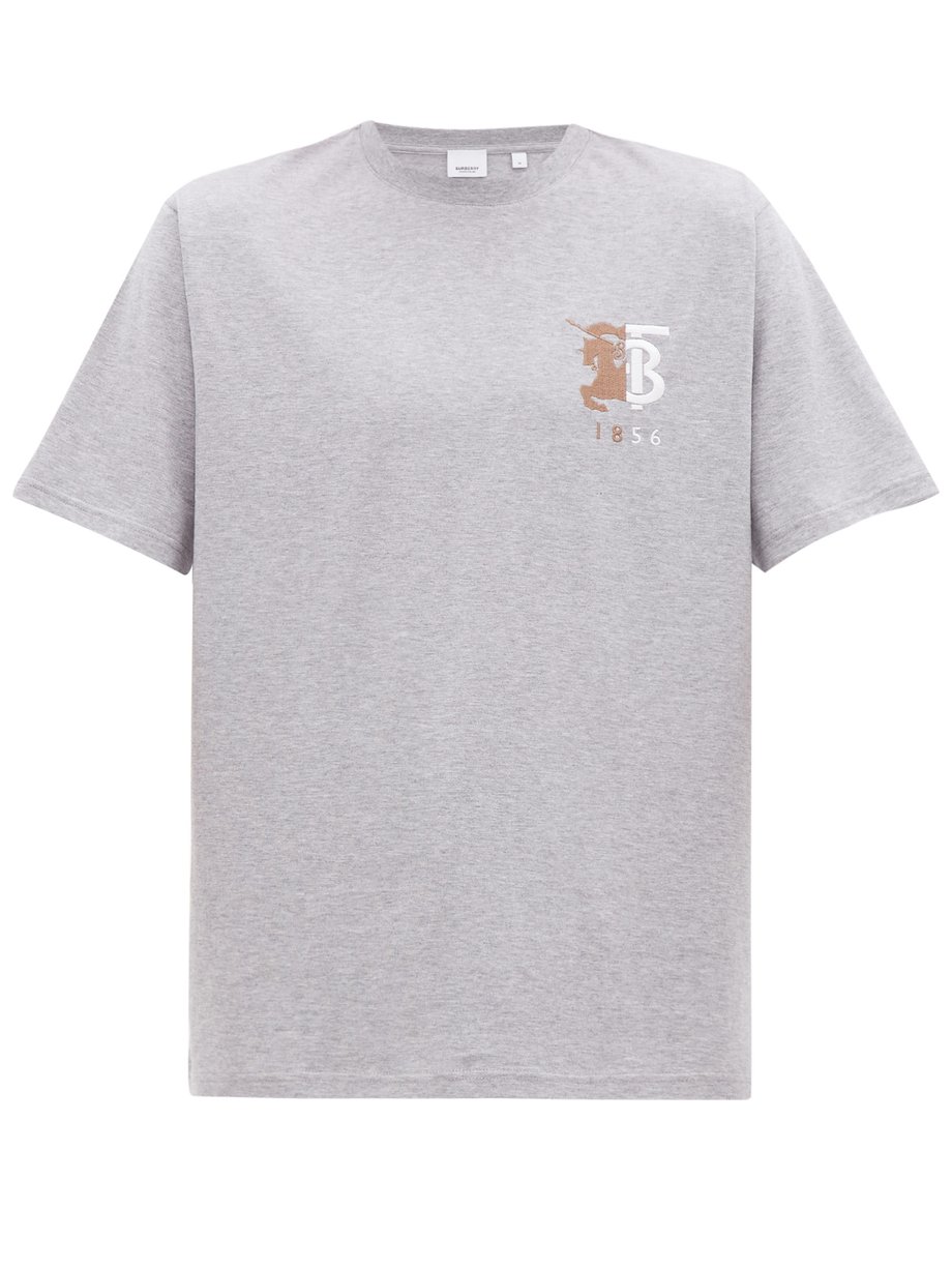 logo-embroidered cotton T-shirt Grey Burberry | FR