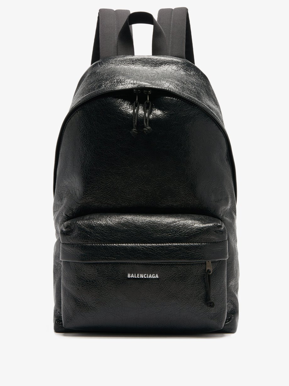 발렌시아가 Balenciaga Black Explorer logo-print leather backpack