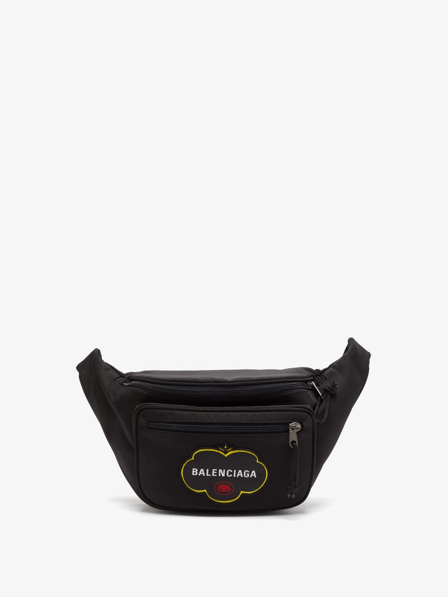 발렌시아가 Balenciaga Black Explorer logo-applique canvas belt bag