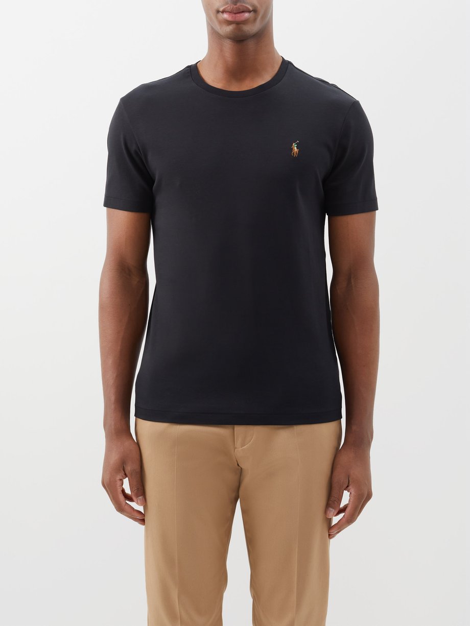 폴로 랄프로렌 반팔티 Polo Ralph Lauren Black Custom slim-fit logo-embroidered cotton T-shirt