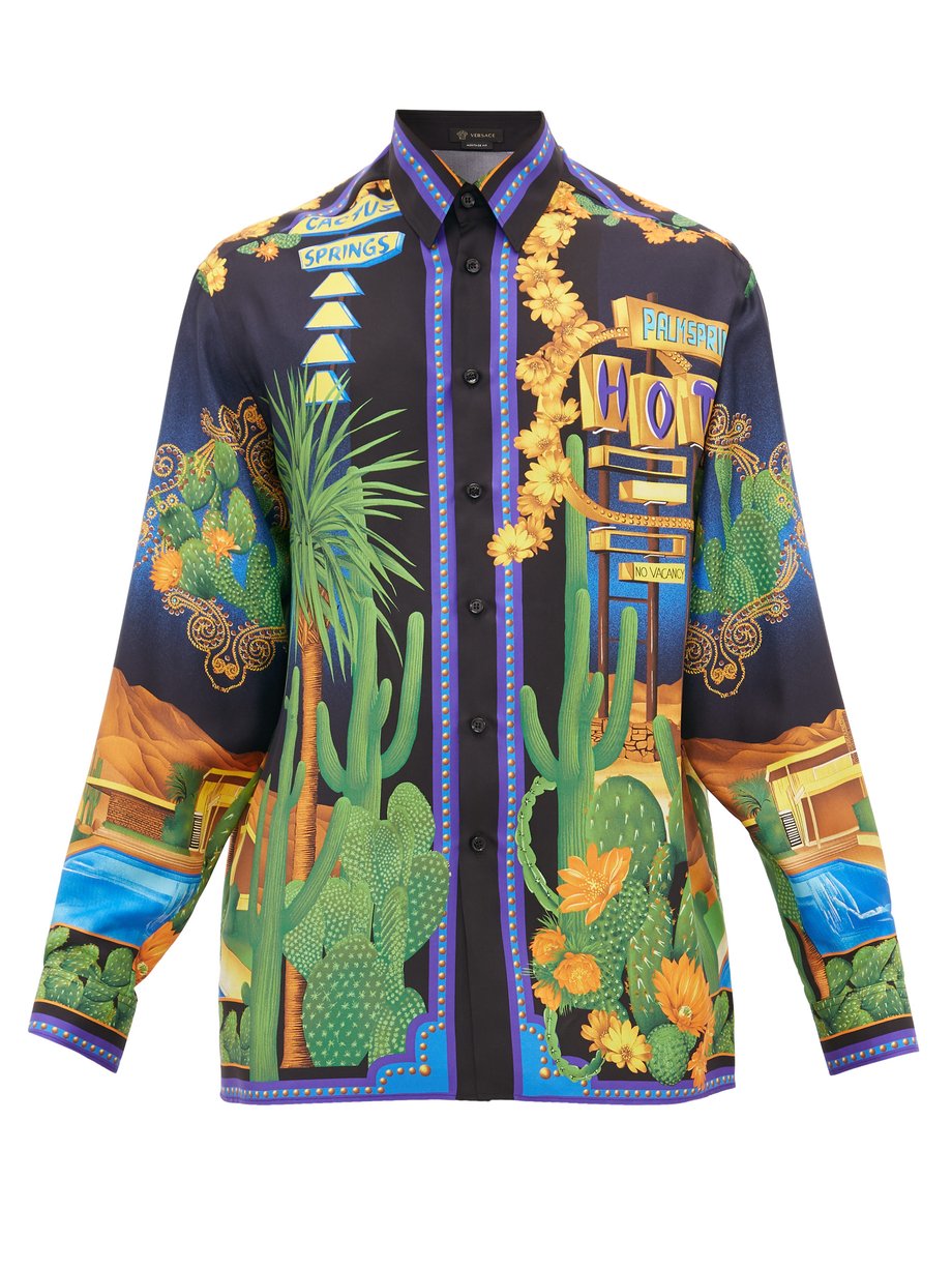 Palm Springs-print silk-twill shirt Print Versace | MATCHESFASHION FR