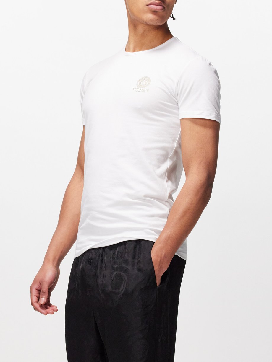 Versace ヴェルサーチェ メドゥーサ コットンブレンドTシャツ x2 ホワイト｜MATCHESFASHION（マッチズファッション)
