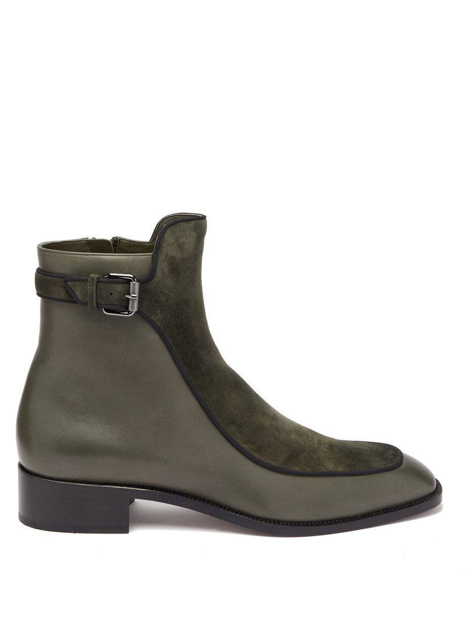 Green Ecritoir suede and leather ankle boots | Christian Louboutin ...