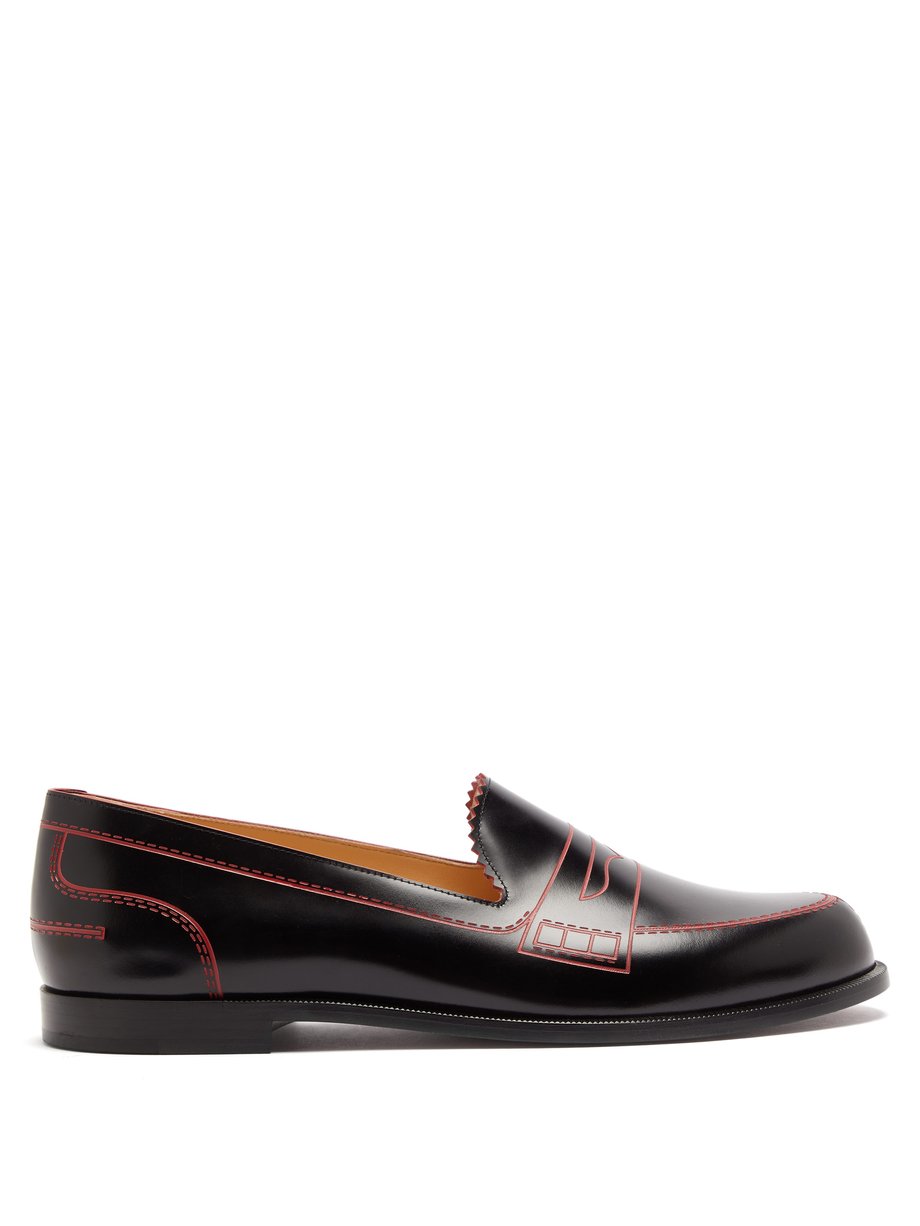 Black Mocalaureat trompe-l'oeil leather penny loafers | Christian