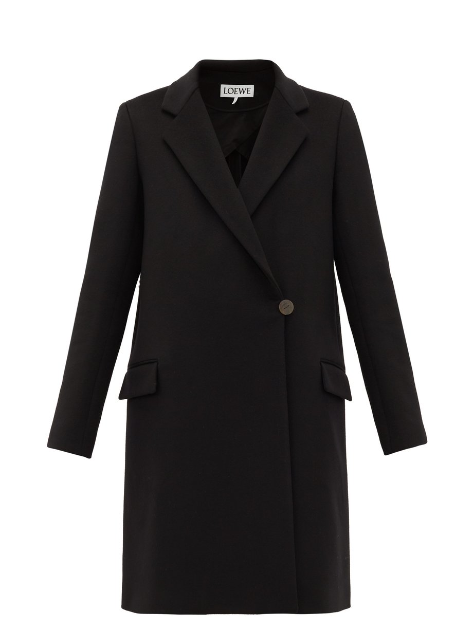 Black Asymmetric-front felted wool-blend coat | Loewe | MATCHESFASHION US