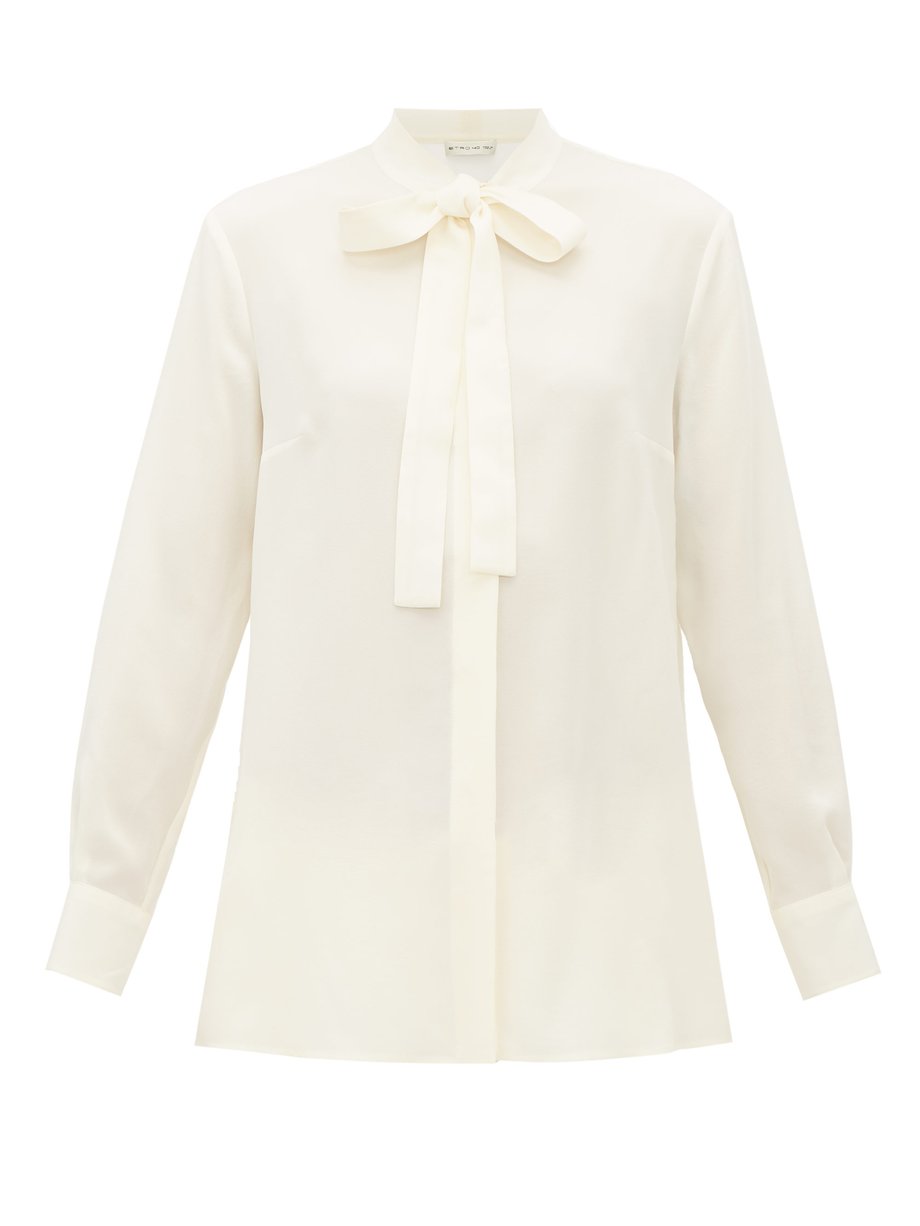 White Pussy-bow silk-georgette blouse | Etro | MATCHESFASHION UK