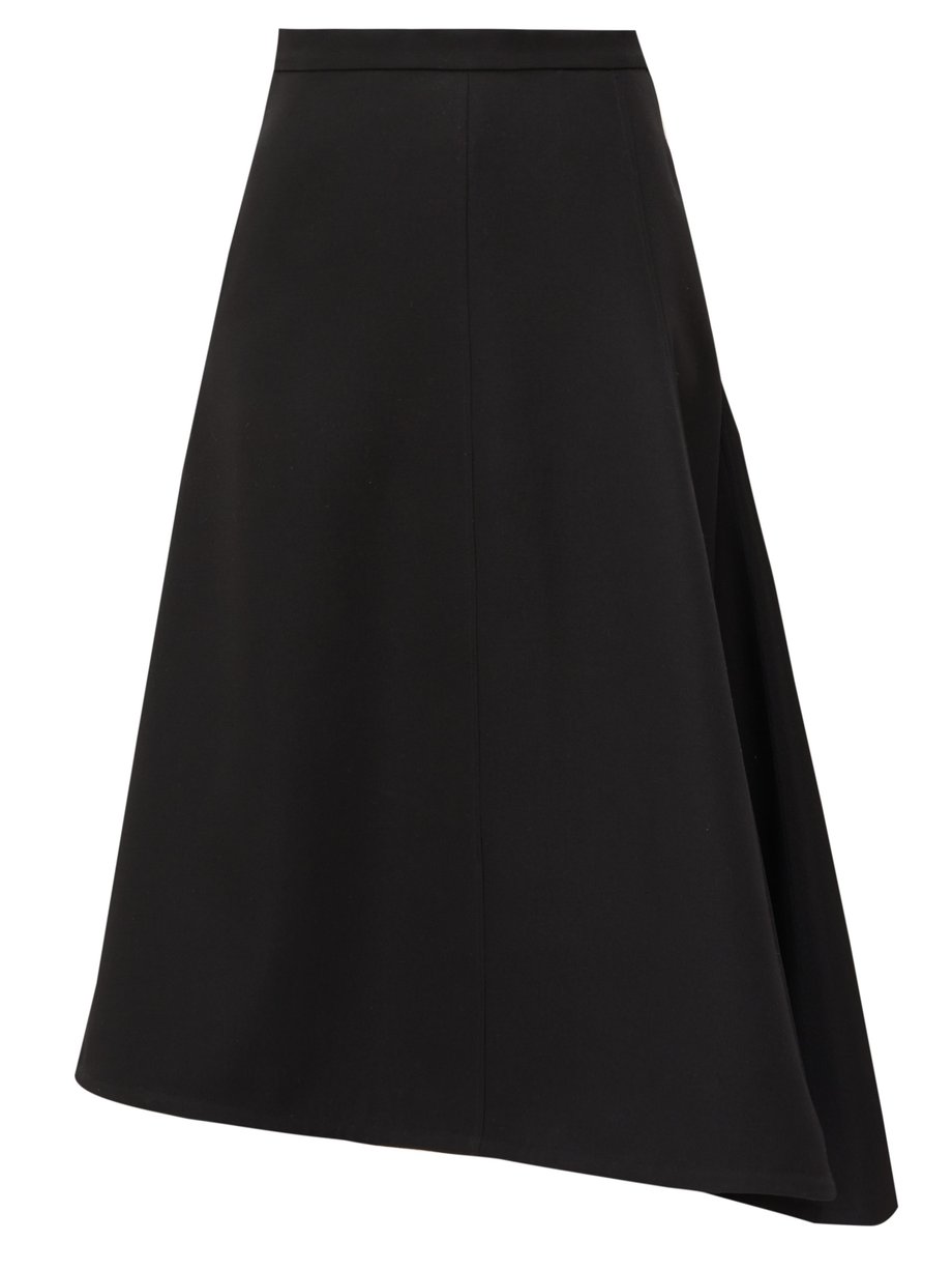 Jil Sander Jil Sander Asymmetric wool-crepe midi skirt Black ...
