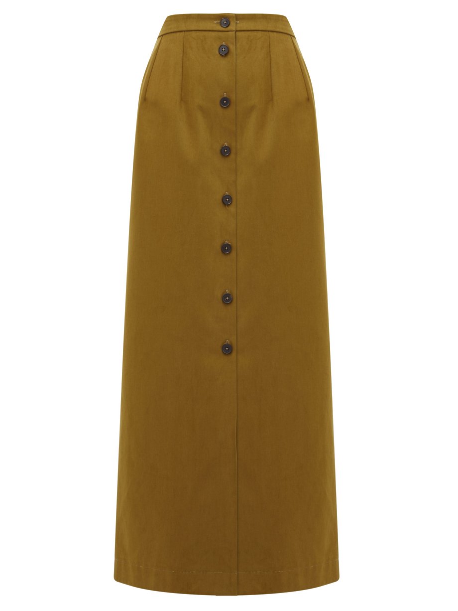Tan Brushed cotton-twill maxi skirt | Jil Sander | MATCHESFASHION US