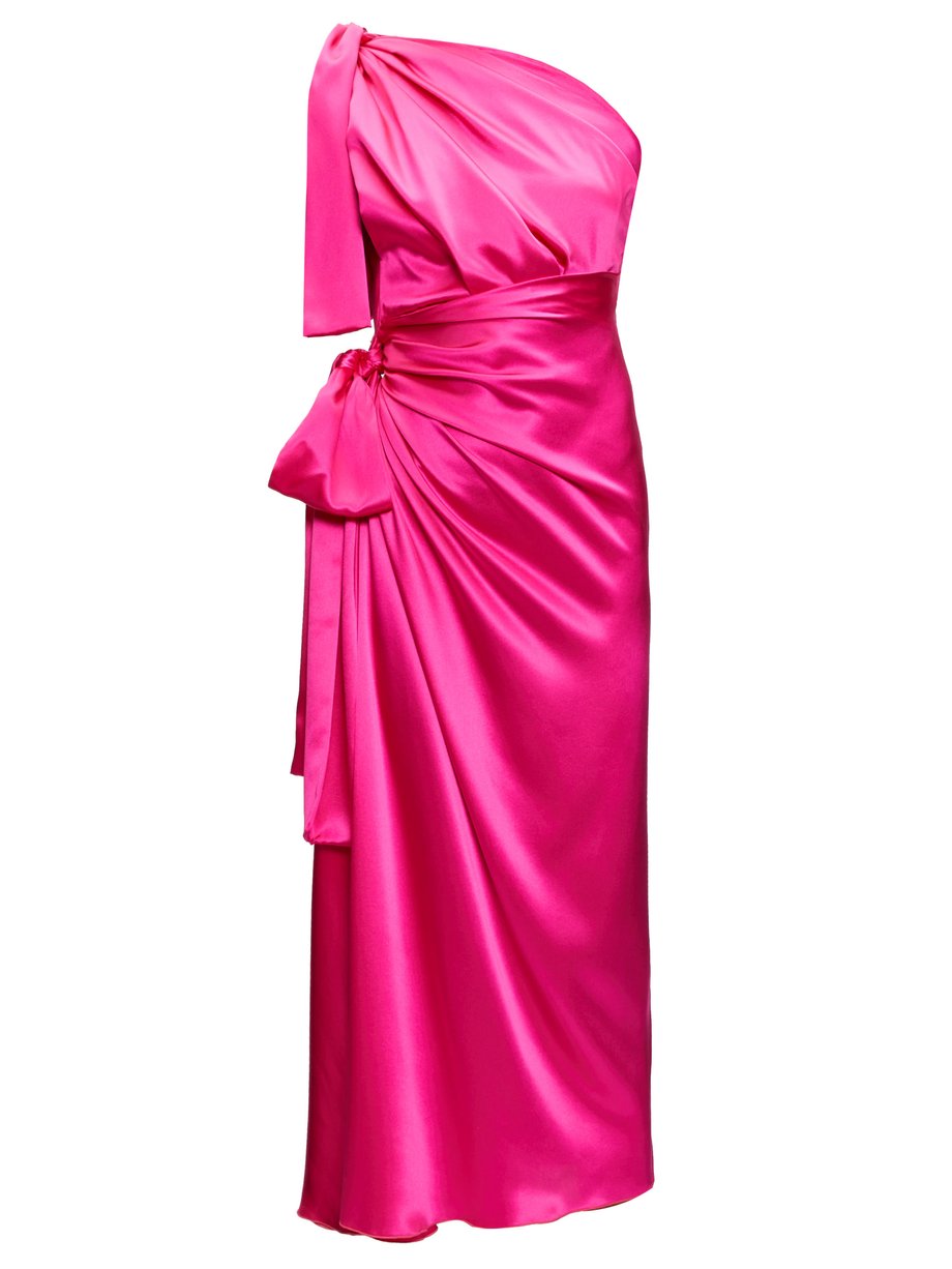 Pink Asymmetric knotted silk-satin dress | Dolce & Gabbana ...