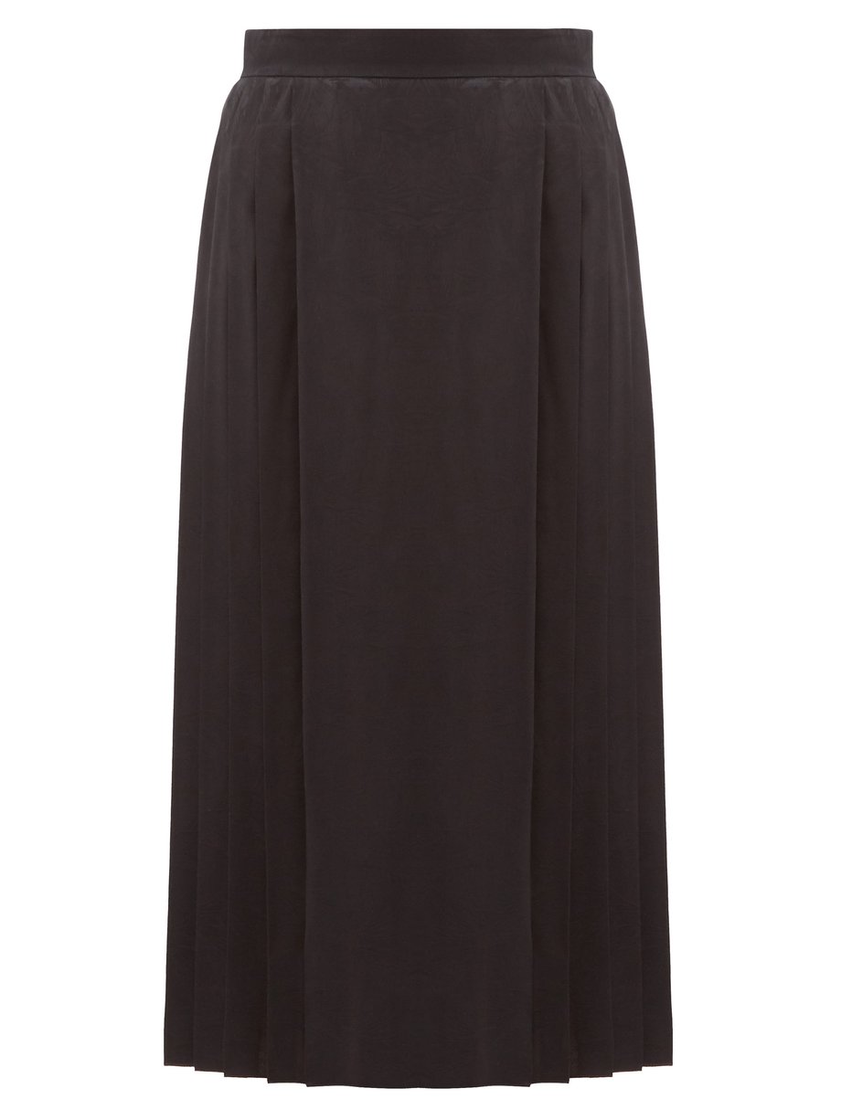 Leaf-jacquard pleated silk skirt Black Fendi | MATCHESFASHION FR