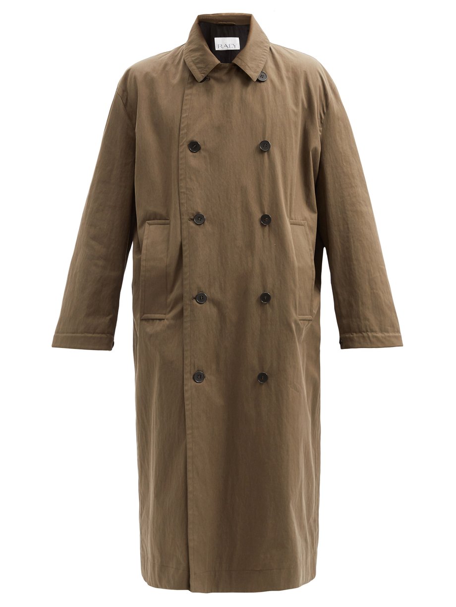 Brown Double-breasted cotton-blend coat | Raey | MATCHESFASHION UK