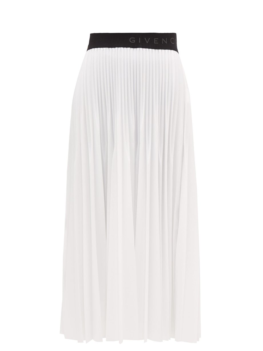 White Lacquered pleated-gauze midi skirt | Givenchy | MATCHESFASHION AU