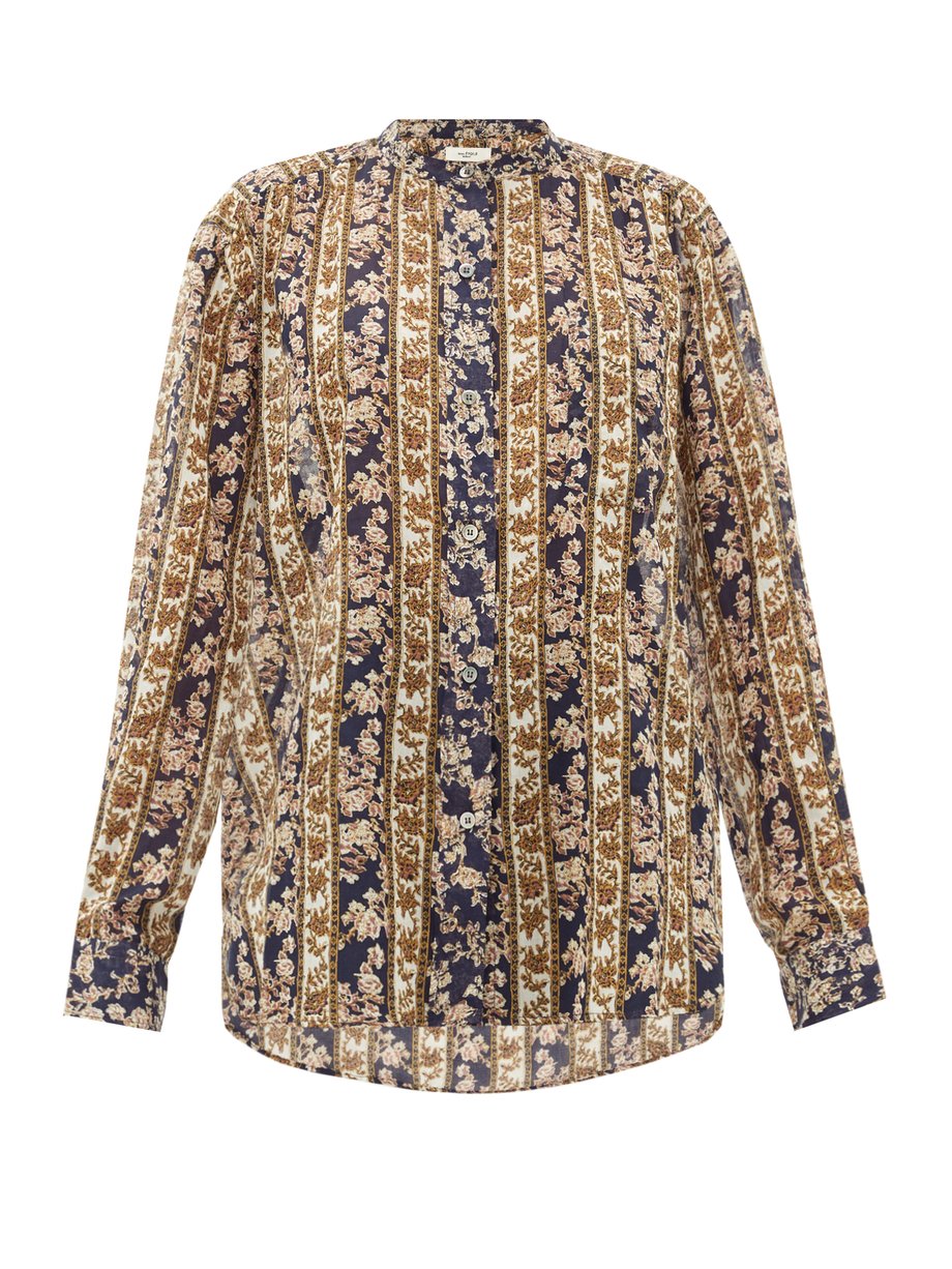 Isabel Marant Étoile Print Mexika floral-striped cotton-voile blouse ...