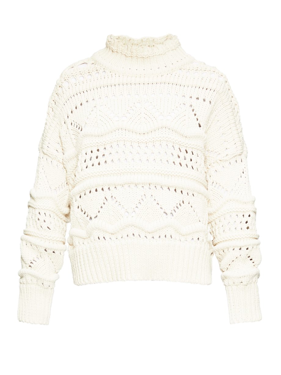 Marant Étoile Isabel Marant Étoile high-neck cable-knit sweater White｜MATCHESFASHION（マッチズファッション)