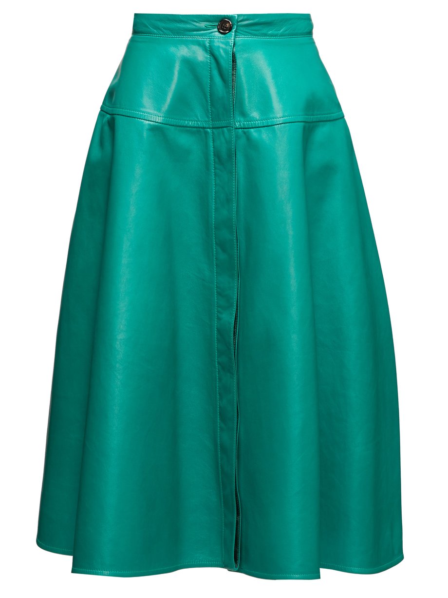 Green High-rise leather A-line skirt | Marni | MATCHESFASHION US