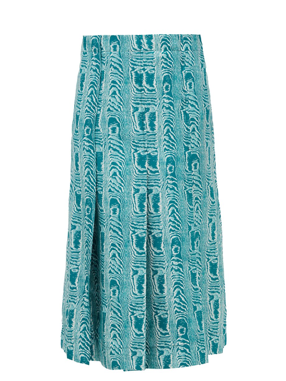 Print Belted moiré-print silk-twill midi skirt | Marni | MATCHESFASHION US