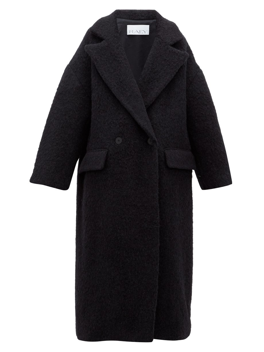 Black Double-breasted wool-blend blanket coat | Raey | MATCHESFASHION UK