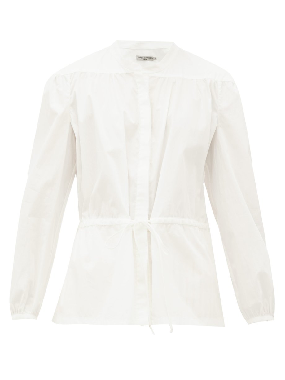 White Rosaline drawstring-waist cotton blouse | Three Graces London ...