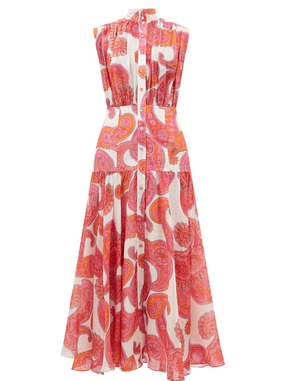 Pink Peggy paisley-print ramie shirt dress | Zimmermann | MATCHESFASHION AU
