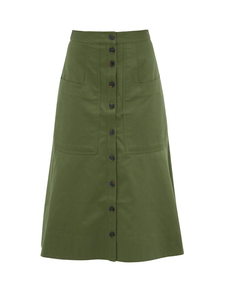 Green Harrison cotton-twill skirt | Tibi | MATCHESFASHION UK