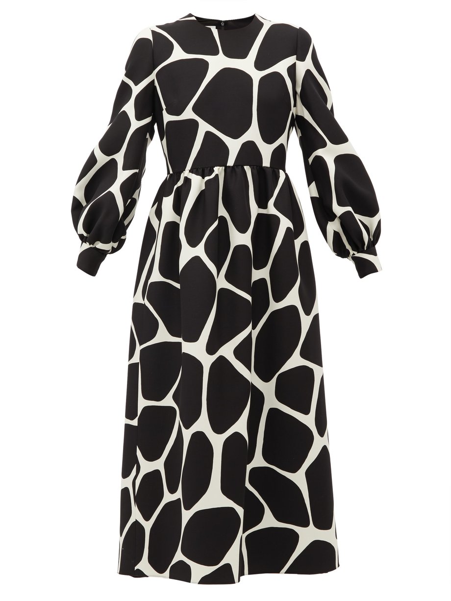 Black 1966 giraffe-print wool-blend dress | Valentino | MATCHESFASHION US