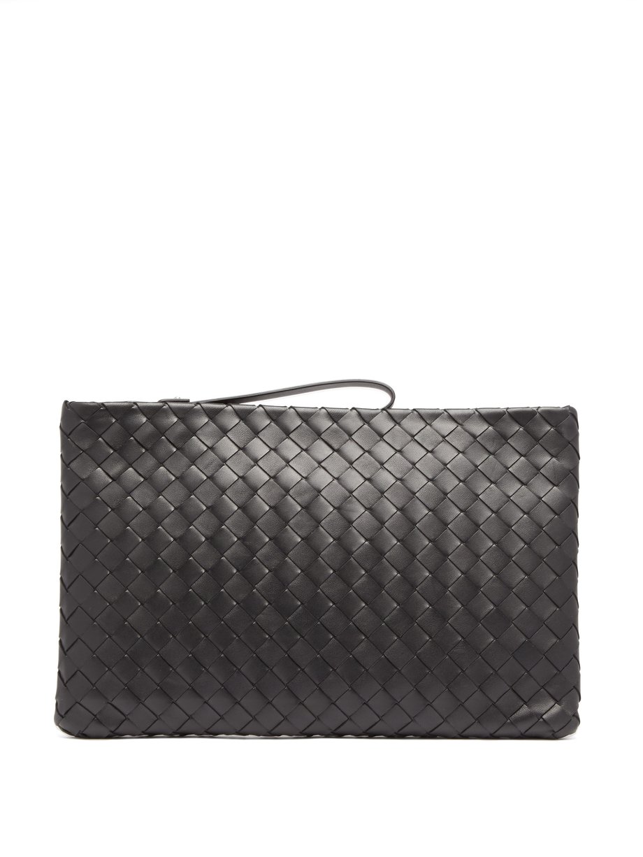 Large Intrecciato leather pouch Black Bottega Veneta | MATCHESFASHION FR