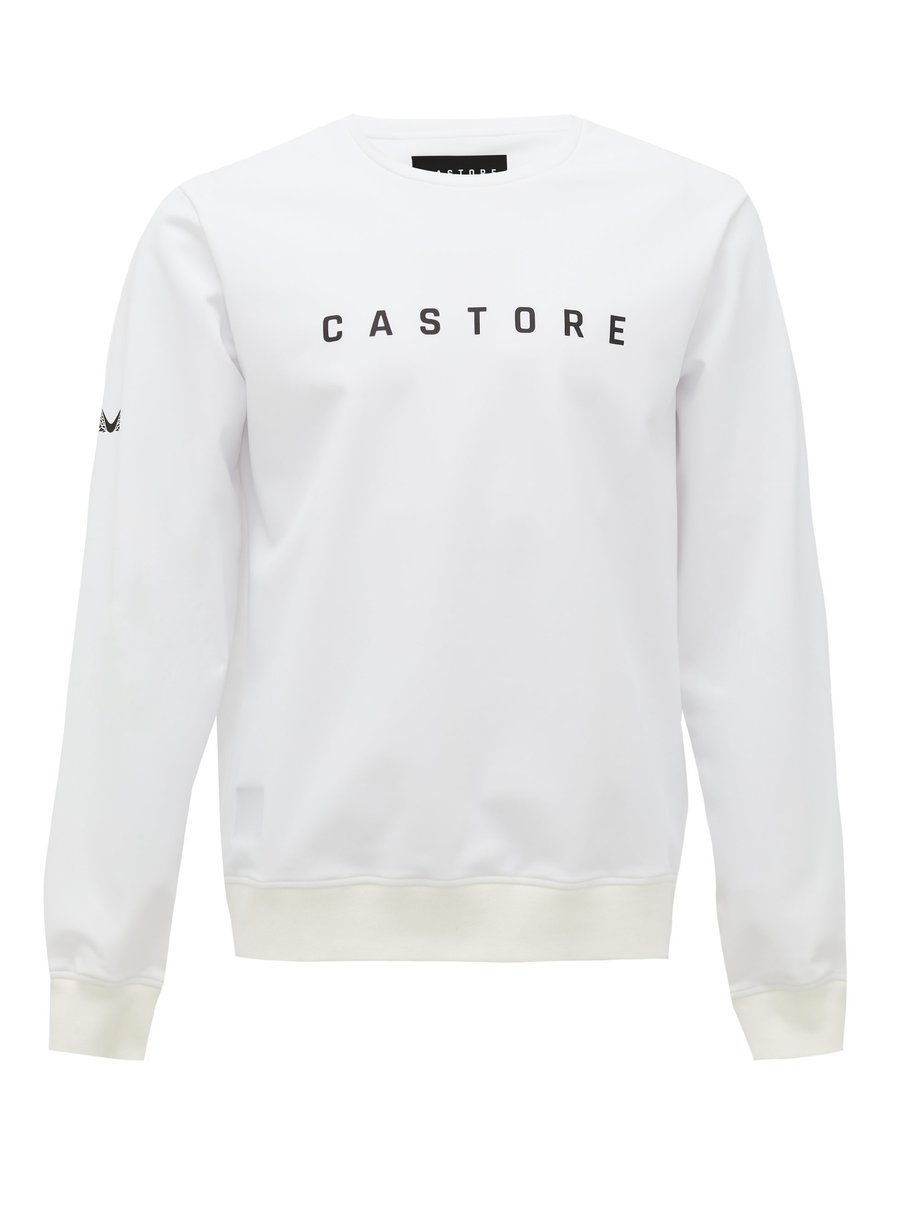 Castore Castore Logo-print waterproof sweatshirt White｜MATCHESFASHION ...