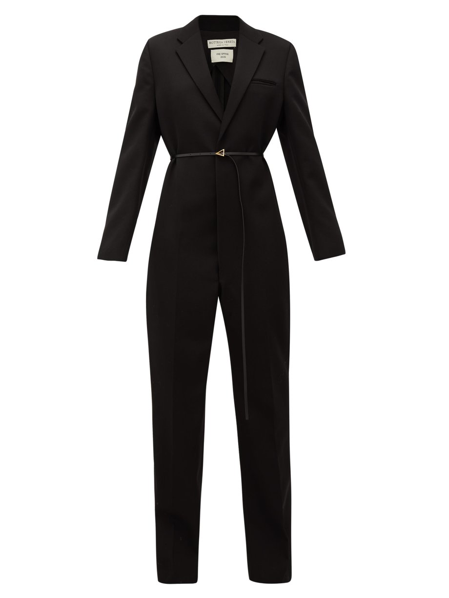 Black Notch-lapel wool tuxedo jumpsuit | Bottega Veneta | MATCHESFASHION UK