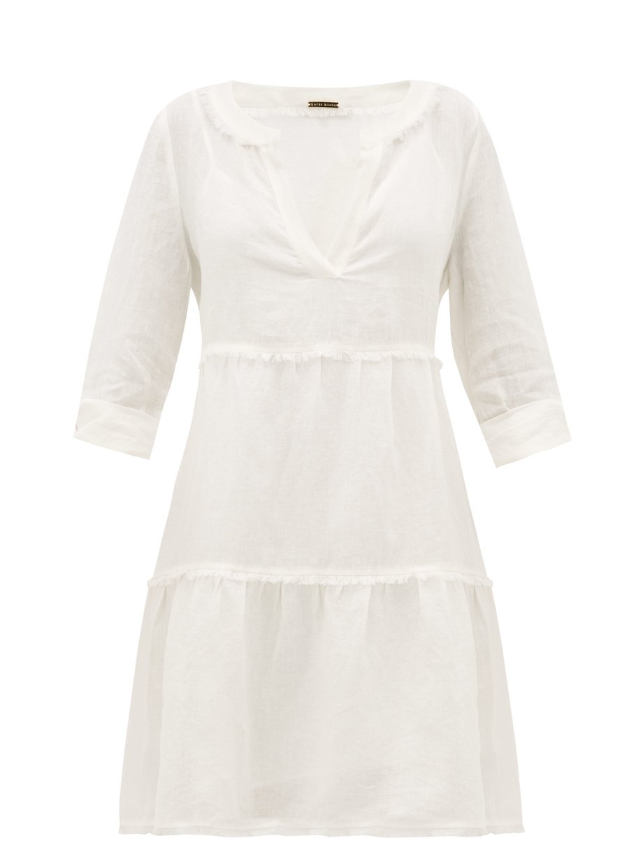 White Corsica fringed linen mini dress | Heidi Klein | MATCHESFASHION AU