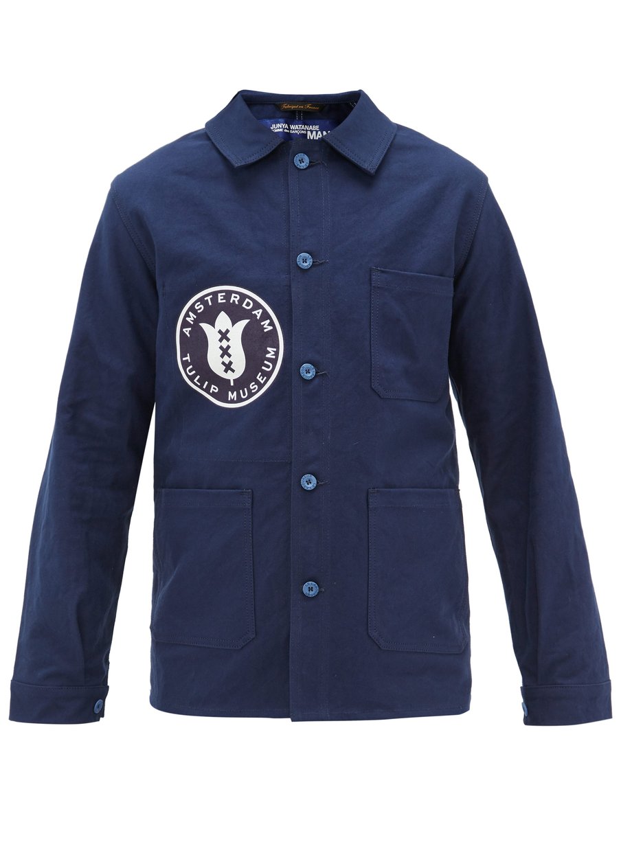Navy Junya X Le Laboureur logo-patch cotton jacket | Junya Watanabe