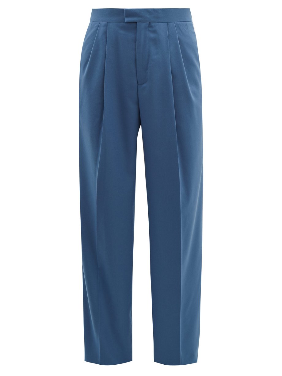 Blue Pleated wide-leg cashmere-blend twill trousers | Bottega Veneta ...