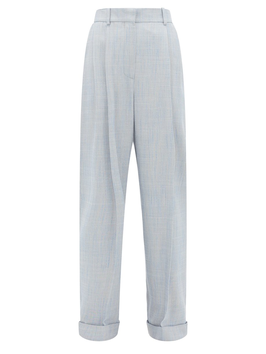 Blue Venezio double-pleat turn-up trousers | Roksanda | MATCHESFASHION US