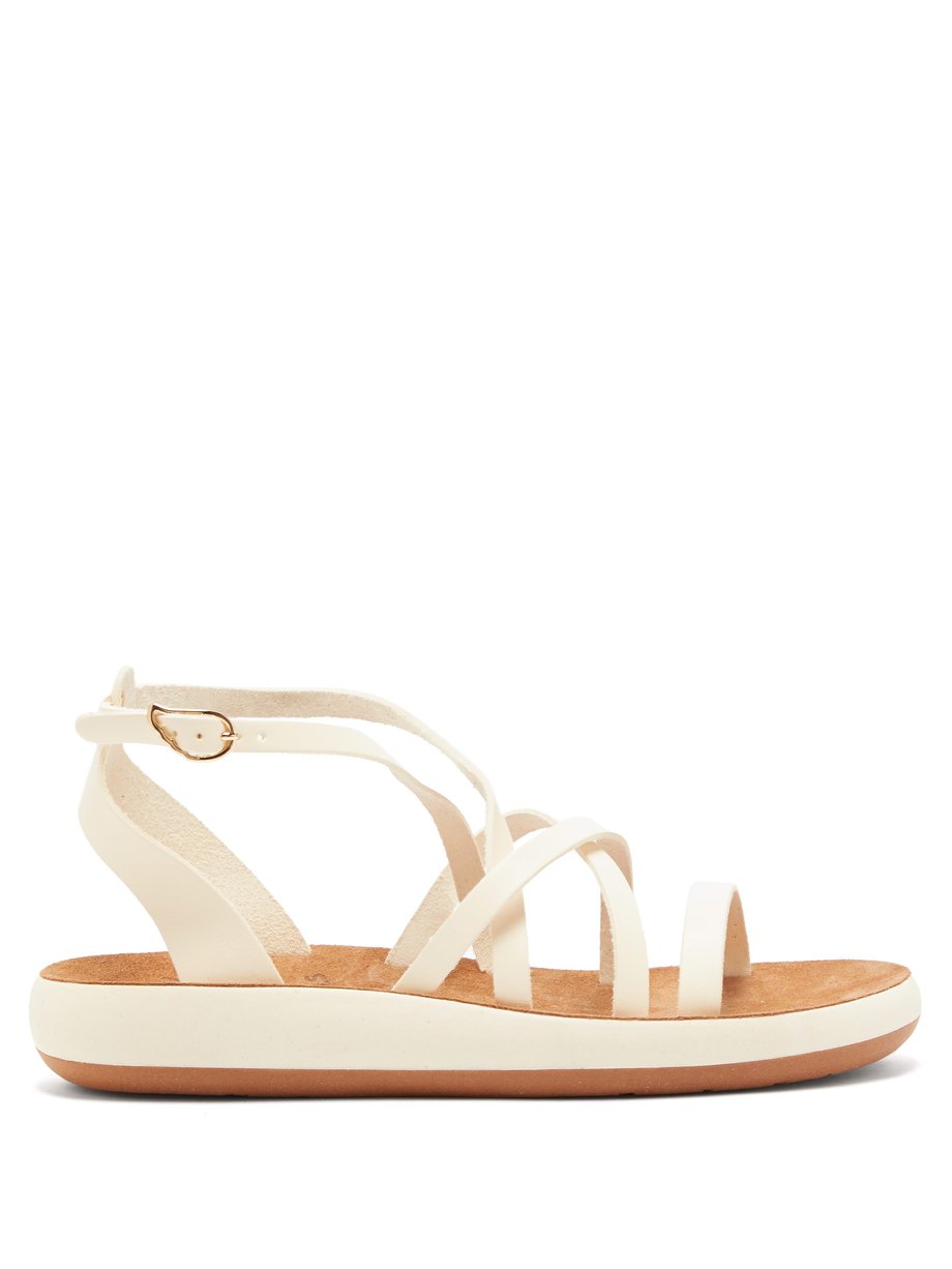 White Delia Comfort leather flatform sandals | Ancient Greek Sandals ...