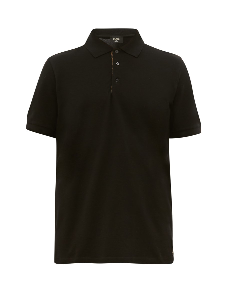 Black FF-placket cotton-piqué polo shirt | Fendi | MATCHESFASHION US