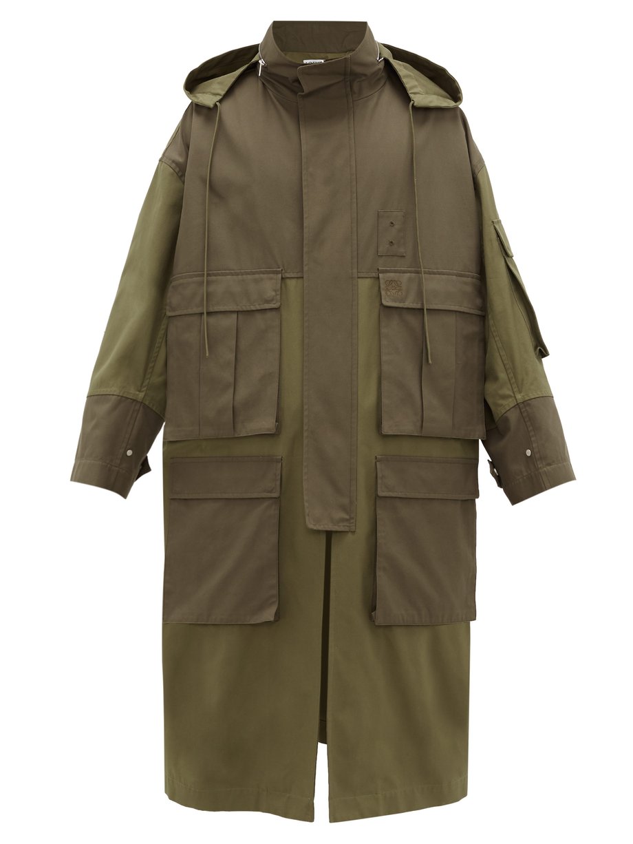 Cotton-canvas hooded parka Green Loewe 