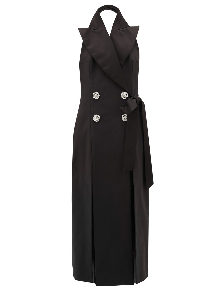 Black Crystal-button cotton-blend tuxedo dress | The Attico ...