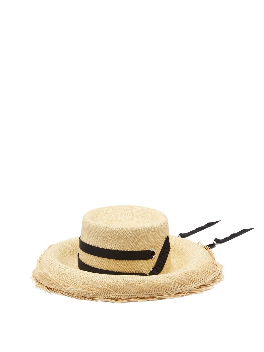 El Campesino frayed-edge straw hat Neutral Sensi Studio | MATCHESFASHION FR