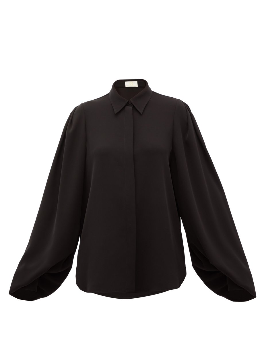 Black Balloon-sleeve cady blouse | Sara Battaglia | MATCHESFASHION UK