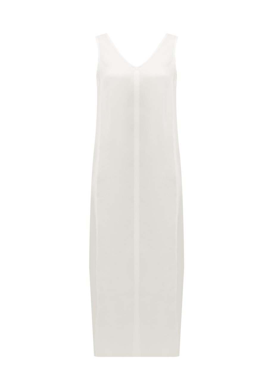 silk white midi dress