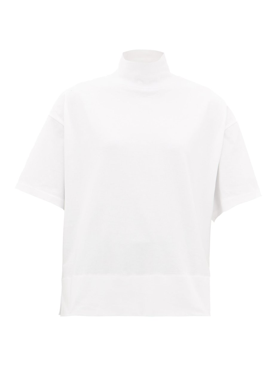 Acne Studios White Mirka mock-neck cotton T-shirt | 매치스패션, 모던 럭셔리 온라인 쇼핑