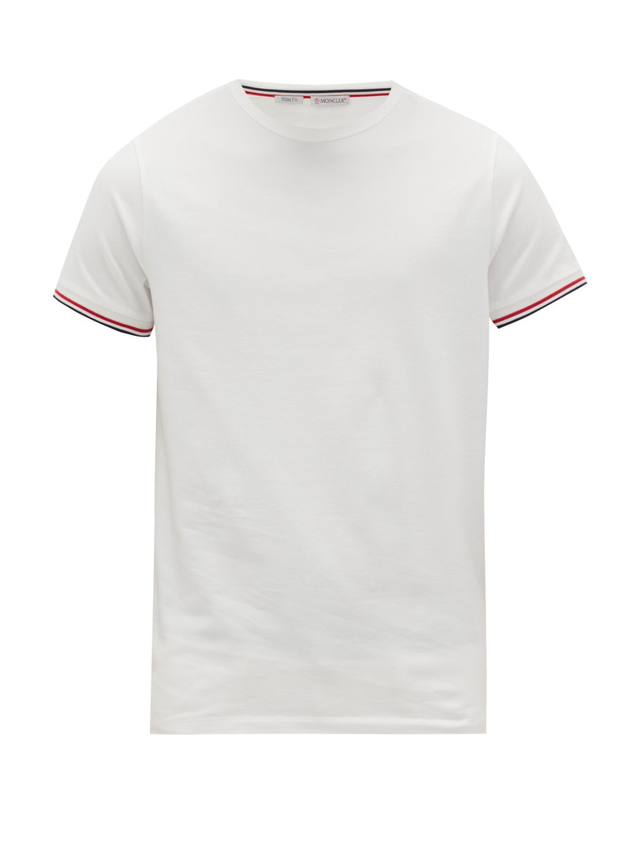 Moncler モンクレール ロゴ トリコロールチップ コットンTシャツ ホワイト｜MATCHESFASHION（マッチズファッション)